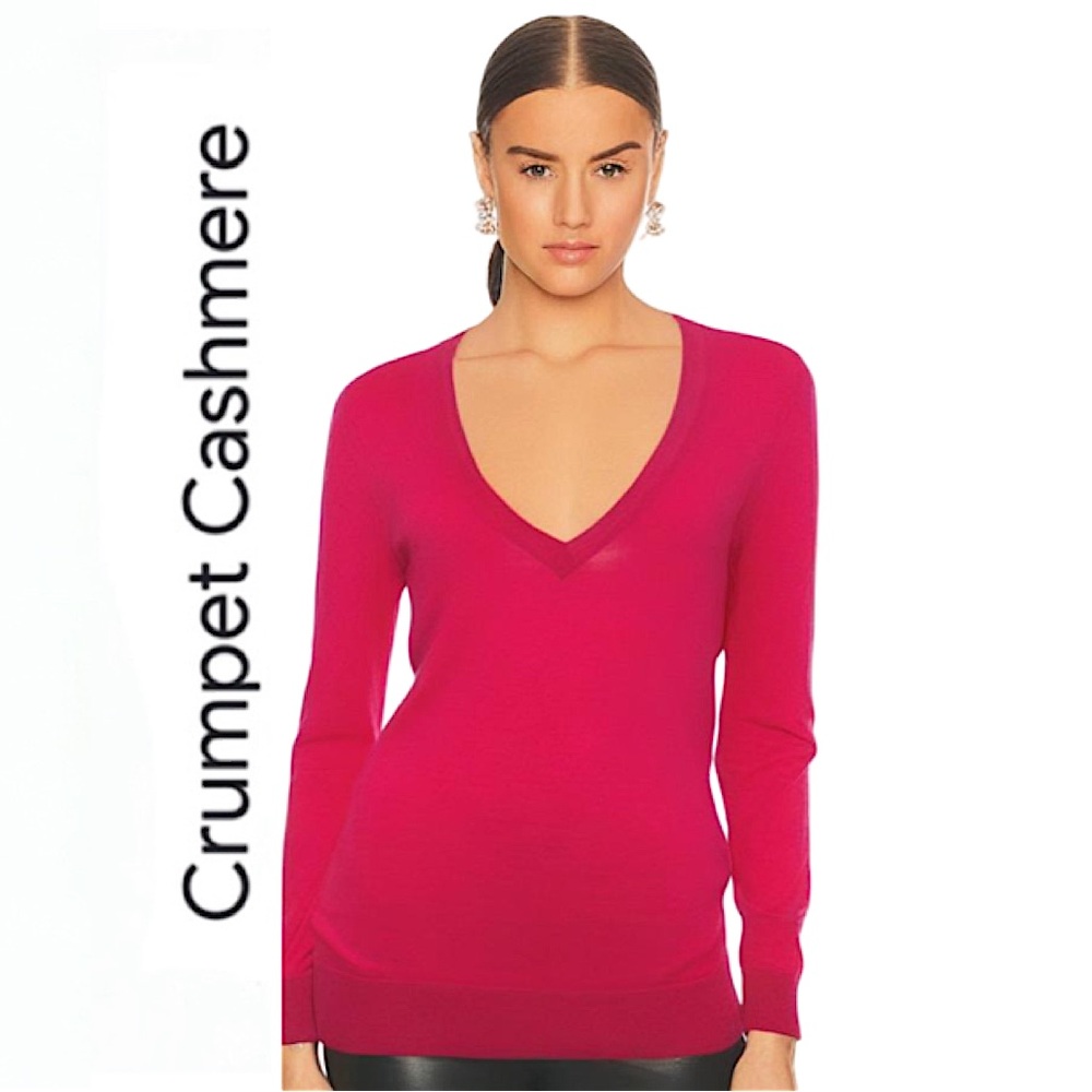 CRUMPET.🦄.Stunning 100% Superfine cashmere sweater.V-neck long sleeve. Pink.L